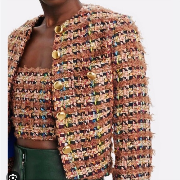 Ronny Kobo Collection cropped tweed boucle cropped jacket with tube top set NEW - Picture 4 of 15